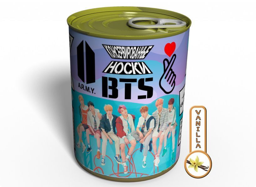 Консервированные Носки BTS - Оригинальный Подарок A.R.M.Y. - С Ароматом Ванили CSBTSMWRU фото