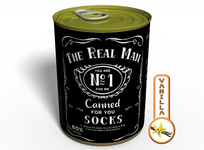 Canned Gifts - 2 Pair Quality All Seasons Black Cotton Socks - The Real Man Funny Hilarious Gag Items Gifts for Guy - Prank Fun Things Gift Idea For Him, Quirky Useful Christmas, Birthday Present 650181561847 CSRMEN2P фото