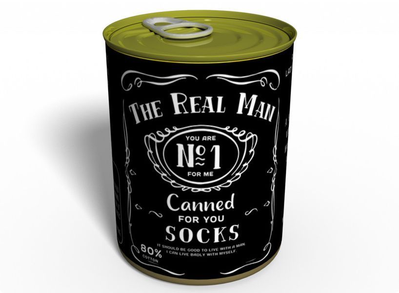 Canned Gifts - 1 Pair Quality Black Warm Man Cotton Socks - The Real Man Socks Funny Hilarious Gag Items Gifts for Guy - Prank Fun Things Gift Idea For Him - Quirky Useful Christmas, Birthday Gifts and Present 650181561793 CSOTRMEN фото
