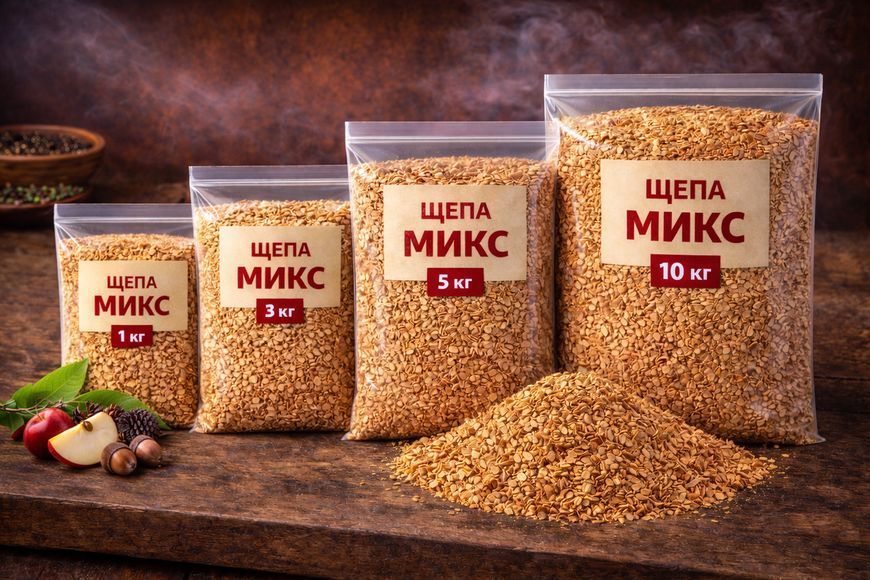 SMOK Тріска Для Копчення На Грилі Мікс 10 кг (6&times;12&times;3 мм) 162582 фото