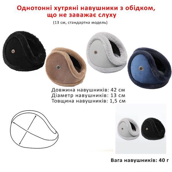 Тёплые наушники (ухогрелки) не мешающие слуху, коричневые, 13 см