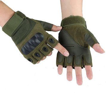 Рукавички без пальців із захистом кістяків olive 16137 (L) 1