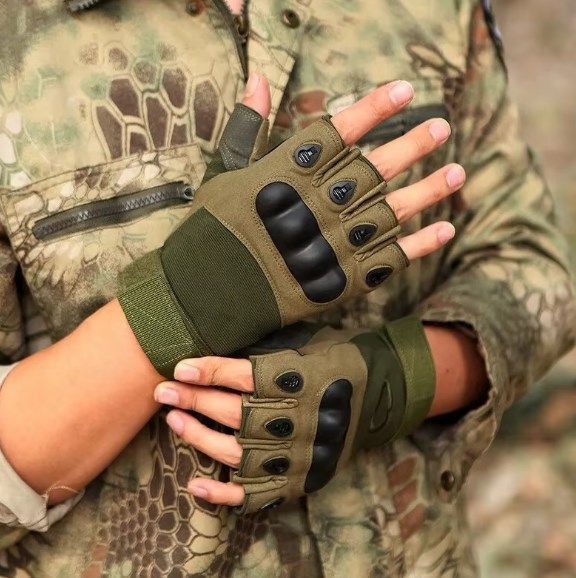 Рукавички без пальців із захистом кістяків olive 16137 (L) фото
