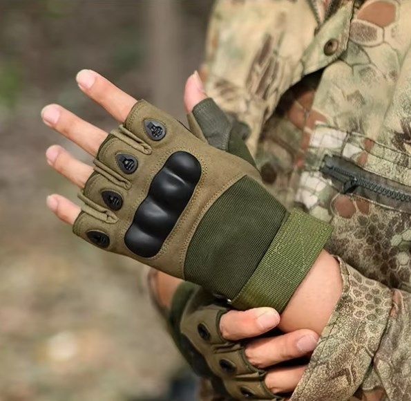 Рукавички без пальців із захистом кістяків olive 16137 (L) фото