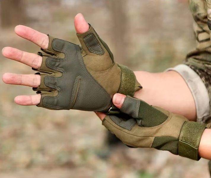 Рукавички без пальців із захистом кістяків olive 16137 (L) фото