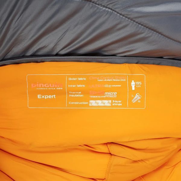 Спальный мешок Pinguin Expert (-8&deg;С-16&deg;С) 185 см-Right Zip Grey PNG 233285 фото
