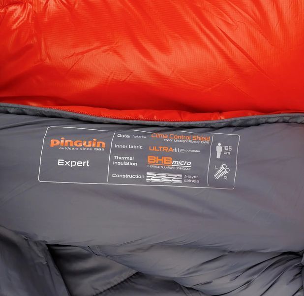 Спальний мішок Pinguin Expert (-8&deg;С-16&deg;С) 185 см-Right Zip Grey PNG 233285 6