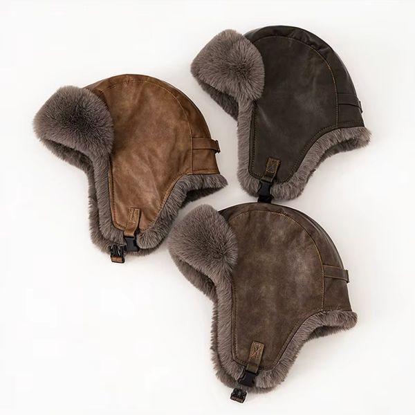 Шапка ушанка с мехом, цвет dark brown 16508 фото