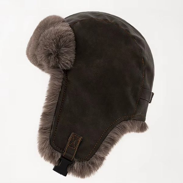 Шапка ушанка с мехом, цвет dark brown 16508 фото