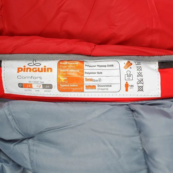 Спальний мішок Pinguin Comfort PFM (-1-7&deg;C) 175 см-Left Zip Red PNG 234732 6