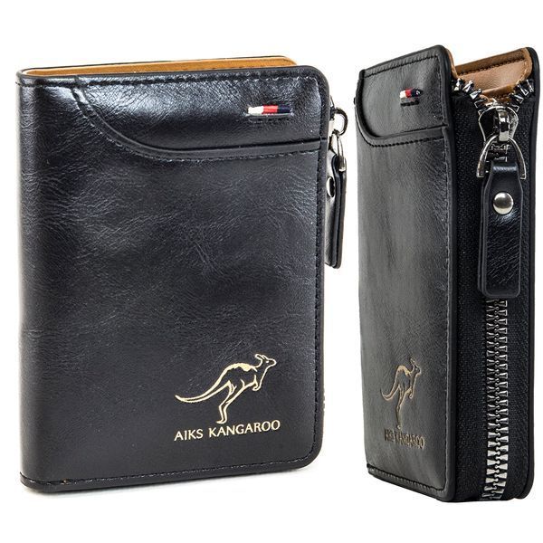 Портмоне Carteira Masculina Luxury AIKS KANGAROO черный 16349 фото