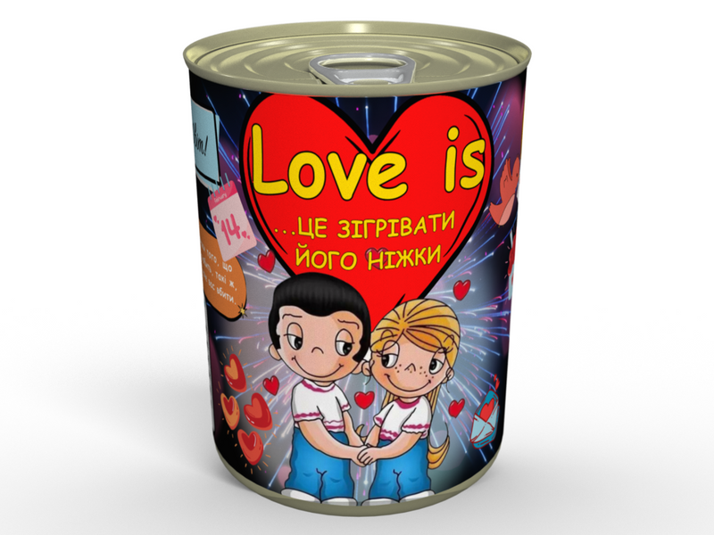 Консервированные носки Love is...согревать его ножки - Приятный Подарок На День Влюбленных LIWSMUA фото