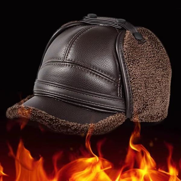 Кепка шкіряна з хутром brown 16552 2