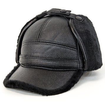 Кепка шкіряна з хутром black 16553 1