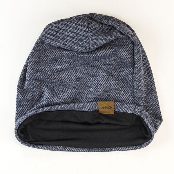 Шапка біні beanie FS весняна в'язана на тонкій підкладці синьо-сірий колір 16673 фото