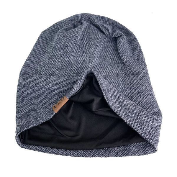 Шапка біні beanie FS весняна в'язана на тонкій підкладці синьо-сірий колір 16673 фото