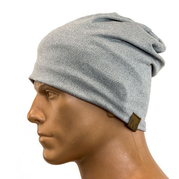 Шапка біні beanie FS весняна в'язана на тонкій підкладці світло-сірий колір 16672 фото