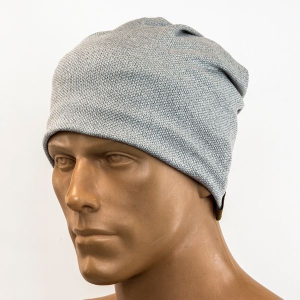 Шапка біні beanie FS весняна в'язана на тонкій підкладці світло-сірий колір 16672 фото