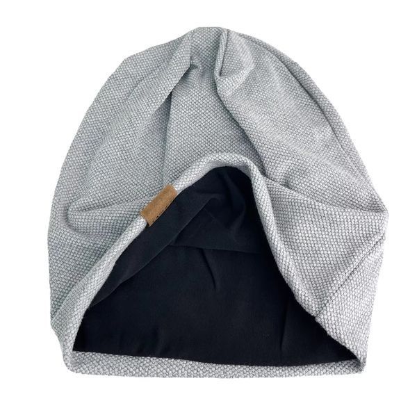 Шапка біні beanie FS весняна в'язана на тонкій підкладці світло-сірий колір