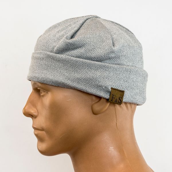 Шапка біні beanie FS весняна в'язана на тонкій підкладці світло-сірий колір 16672 фото
