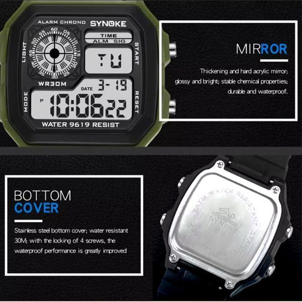 Годинник наручний SYNOKE 9619 camo green Outdoor Military Digital Watch 16530 6