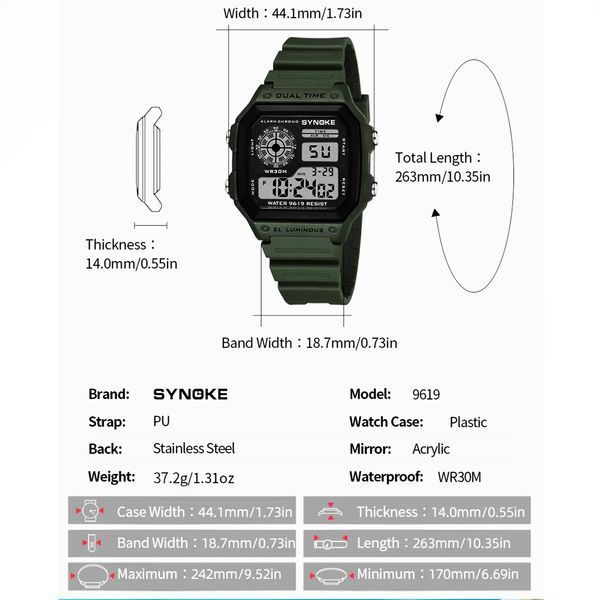 Часы наручные SYNOKE 9619  camo green Outdoor Military Digital Watch 16530 фото